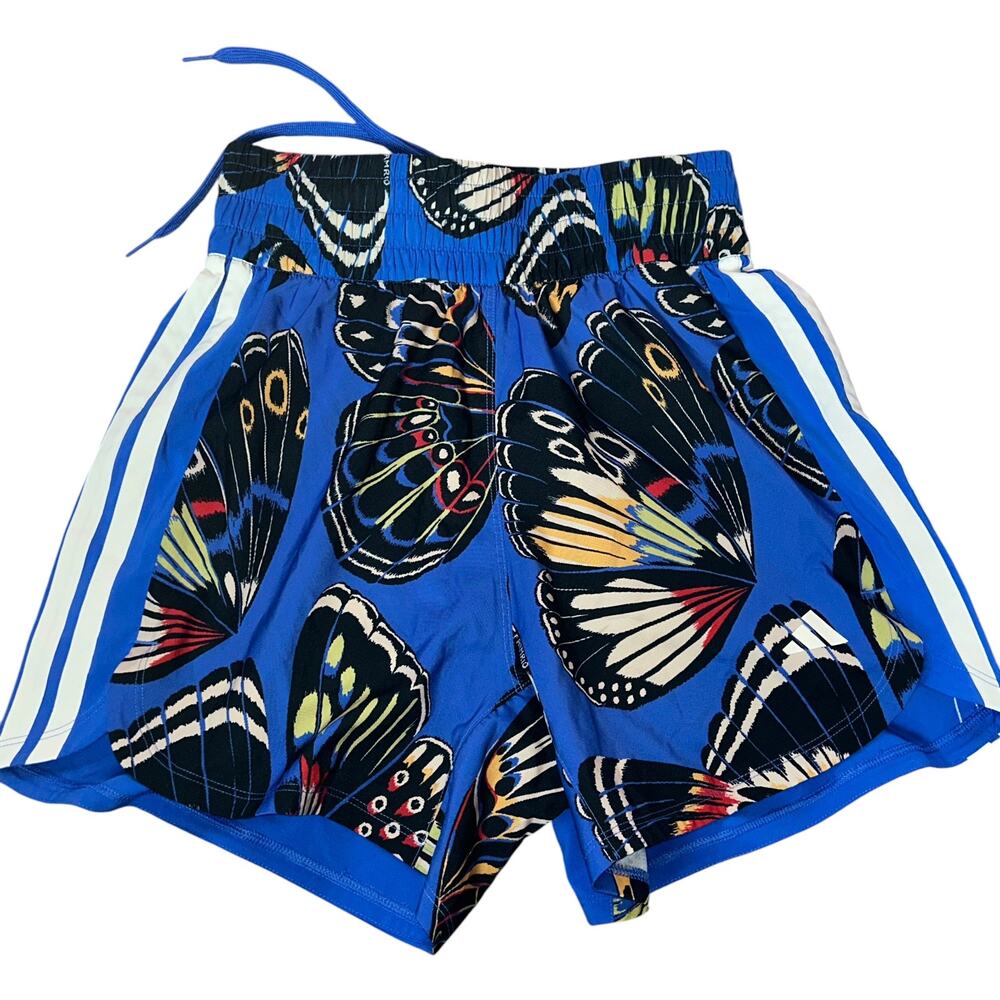 NWOT Adidas x Farm Rio Blue Colorful Butterfly Shorts Size XS - Picture 4 of 8